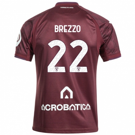 Kandiny Herren Matteo Brezzo #22 Kastanienbraun Weiß Heimtrikot Trikot 2024/25 T-Shirt