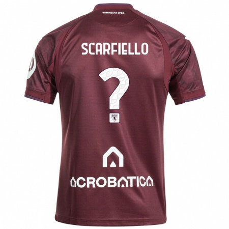 Kandiny Herren Luca Scarfiello #0 Kastanienbraun Weiß Heimtrikot Trikot 2024/25 T-Shirt