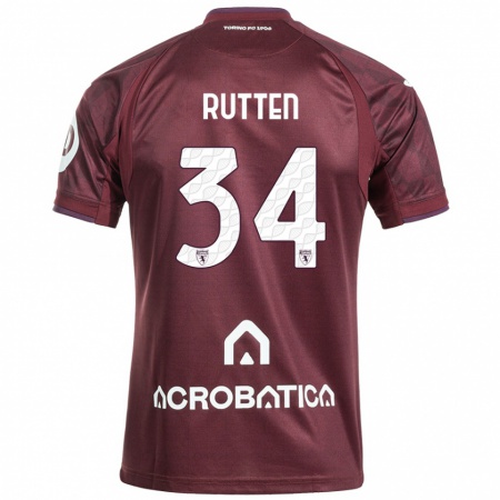 Kandiny Herren Jill Rutten #34 Kastanienbraun Weiß Heimtrikot Trikot 2024/25 T-Shirt