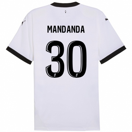 Kandiny Herren Steve Mandanda #30 Weiß Schwarz Auswärtstrikot Trikot 2024/25 T-Shirt