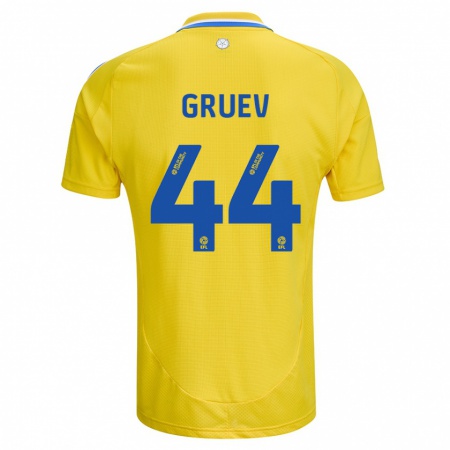 Kandiny Herren Ilia Gruev #44 Gelb Blau Auswärtstrikot Trikot 2024/25 T-Shirt