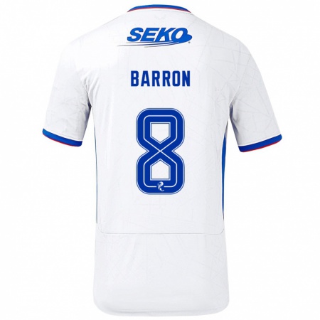 Kandiny Herren Connor Barron #8 Weiß Blau Auswärtstrikot Trikot 2024/25 T-Shirt