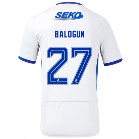 Kandiny Herren Leon Balogun #27 Weiß Blau Auswärtstrikot Trikot 2024/25 T-Shirt