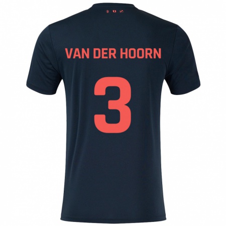 Kandiny Herren Mike Van Der Hoorn #3 Schwarz Rot Auswärtstrikot Trikot 2024/25 T-Shirt