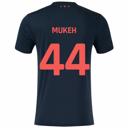 Kandiny Herren Joshua Mukeh #44 Schwarz Rot Auswärtstrikot Trikot 2024/25 T-Shirt