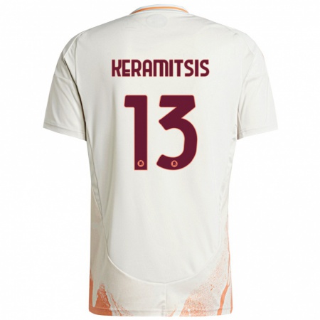 Kandiny Herren Dimitrios Keramitsis #13 Cremeweiß Orange Auswärtstrikot Trikot 2024/25 T-Shirt