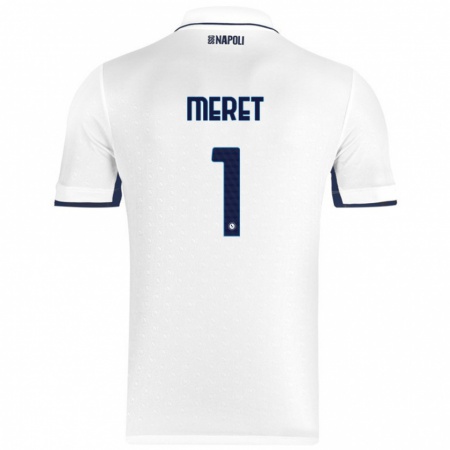 Kandiny Herren Alex Meret #1 Weiß Königsblau Auswärtstrikot Trikot 2024/25 T-Shirt