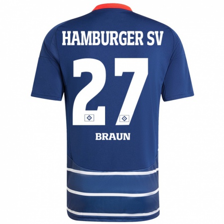 Kandiny Herren Elias Braun #27 Dunkelblau Auswärtstrikot Trikot 2024/25 T-Shirt