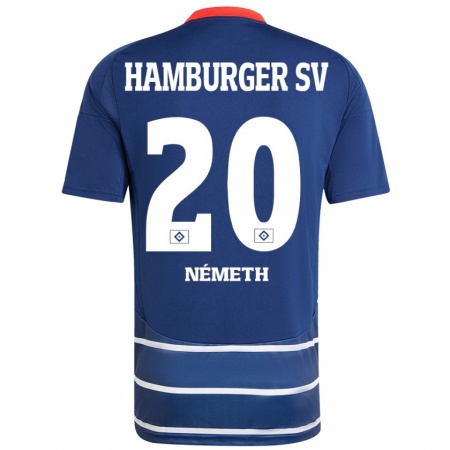 Kandiny Herren András Németh #20 Dunkelblau Auswärtstrikot Trikot 2024/25 T-Shirt