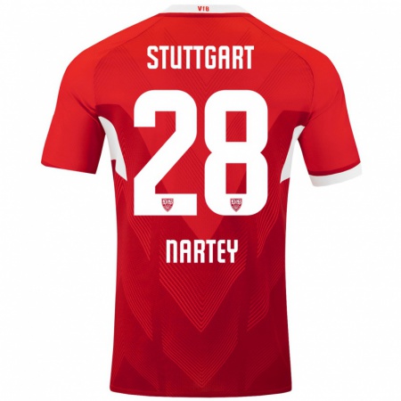 Kandiny Herren Nikolas Nartey #28 Rot Weiß Auswärtstrikot Trikot 2024/25 T-Shirt