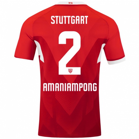 Kandiny Herren Kaden Amaniampong #2 Rot Weiß Auswärtstrikot Trikot 2024/25 T-Shirt