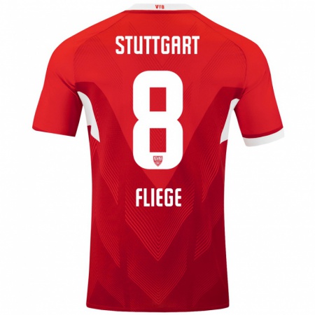 Kandiny Herren Anna Fliege #8 Rot Weiß Auswärtstrikot Trikot 2024/25 T-Shirt