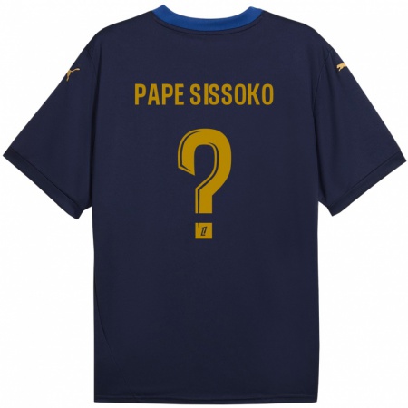 Kandiny Herren Niama Pape Sissoko #0 Marineblau Gold Auswärtstrikot Trikot 2024/25 T-Shirt