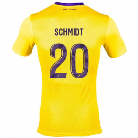 Kandiny Herren Niklas Schmidt #20 Gelb Lila Auswärtstrikot Trikot 2024/25 T-Shirt