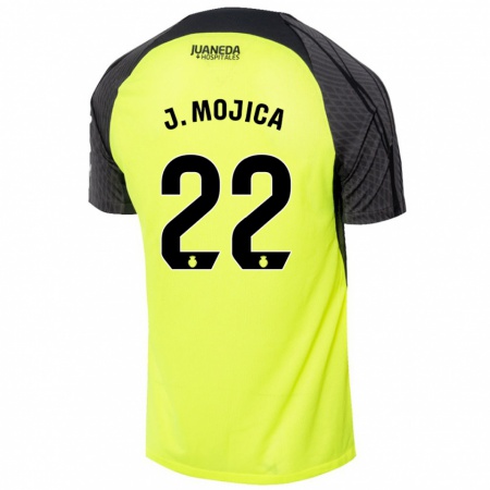 Kandiny Herren Johan Mojica #22 Fluoreszierend Grün Schwarz Auswärtstrikot Trikot 2024/25 T-Shirt