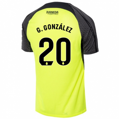 Kandiny Herren Giovanni González #20 Fluoreszierend Grün Schwarz Auswärtstrikot Trikot 2024/25 T-Shirt