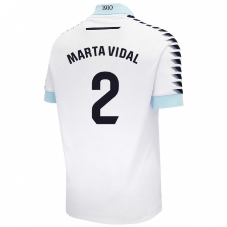 Kandiny Herren Marta Vidal Vela #2 Weiß Blau Auswärtstrikot Trikot 2024/25 T-Shirt