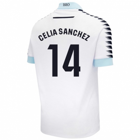 Kandiny Herren Celia Sánchez García #14 Weiß Blau Auswärtstrikot Trikot 2024/25 T-Shirt