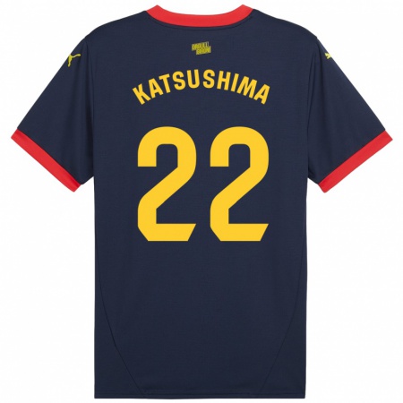 Kandiny Herren Shinnosuke Katsushima #22 Marinerot Auswärtstrikot Trikot 2024/25 T-Shirt