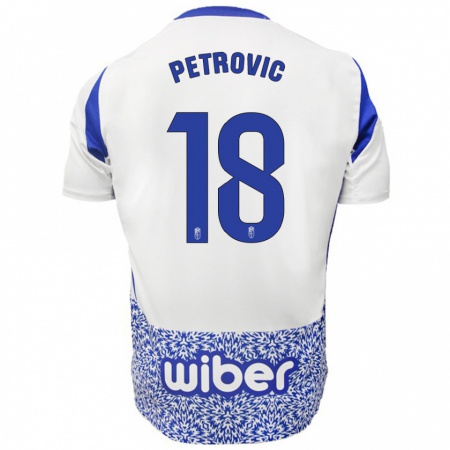 Kandiny Herren Njegos Petrovic #18 Weiß Blau Auswärtstrikot Trikot 2024/25 T-Shirt