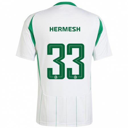 Kandiny Herren Liam Hermesh #33 Weiß Grün Auswärtstrikot Trikot 2024/25 T-Shirt