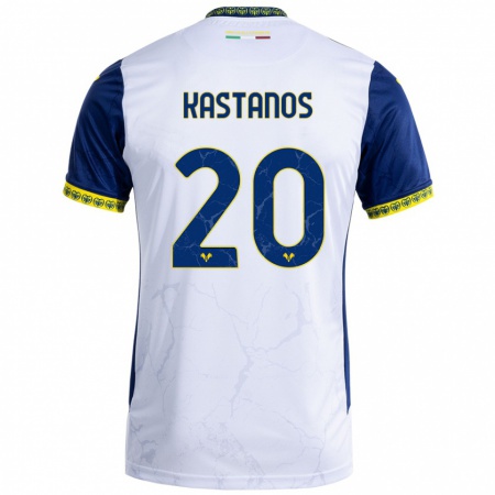 Kandiny Herren Grigoris Kastanos #20 Weiß Blau Auswärtstrikot Trikot 2024/25 T-Shirt