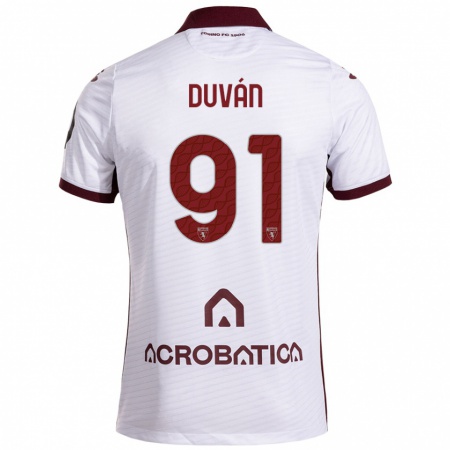 Kandiny Herren Duván Zapata #91 Weiß Kastanienbraun Auswärtstrikot Trikot 2024/25 T-Shirt