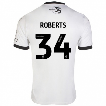 Kandiny Herren Caleb Roberts #34 Weiß Schwarz Auswärtstrikot Trikot 2024/25 T-Shirt