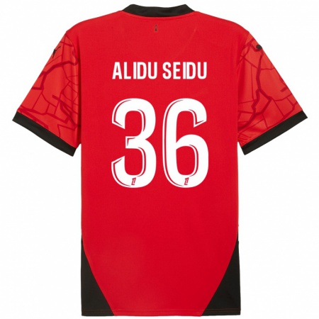 Kandiny Damen Alidu Seidu #36 Rot Schwarz Heimtrikot Trikot 2024/25 T-Shirt