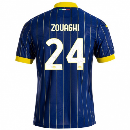 Kandiny Damen Thomas Zouaghi #24 Blau Gelb Heimtrikot Trikot 2024/25 T-Shirt