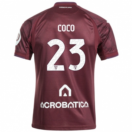 Kandiny Damen Saúl Coco #23 Kastanienbraun Weiß Heimtrikot Trikot 2024/25 T-Shirt