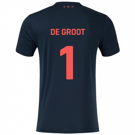 Kandiny Damen Jasmijn De Groot #1 Schwarz Rot Auswärtstrikot Trikot 2024/25 T-Shirt