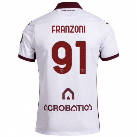 Kandiny Damen Nicolò Franzoni #91 Weiß Kastanienbraun Auswärtstrikot Trikot 2024/25 T-Shirt