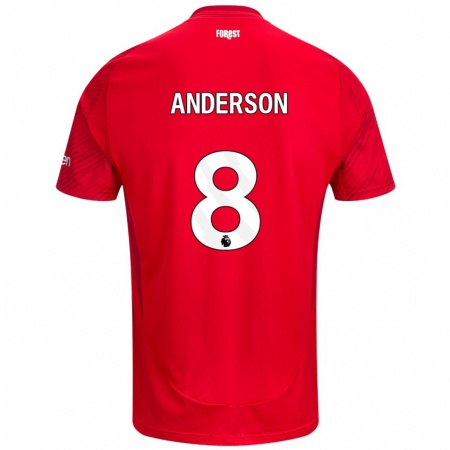 Kandiny Kinder Elliot Anderson #8 Rot Weiß Heimtrikot Trikot 2024/25 T-Shirt