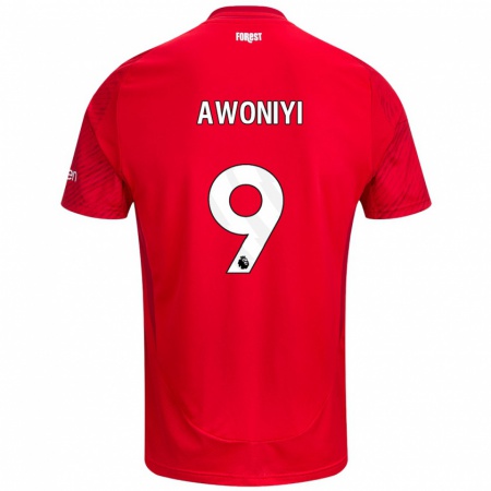 Kandiny Kinder Taiwo Awoniyi #9 Rot Weiß Heimtrikot Trikot 2024/25 T-Shirt