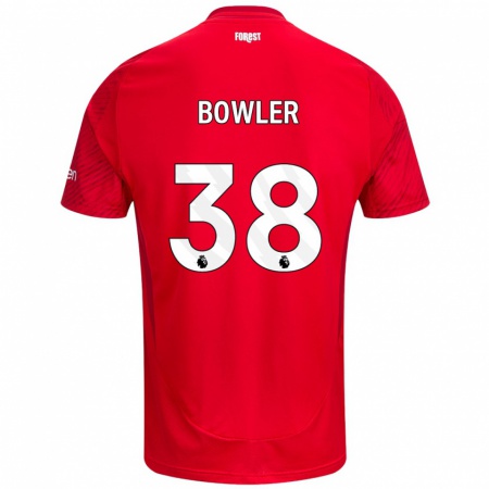 Kandiny Kinder Josh Bowler #38 Rot Weiß Heimtrikot Trikot 2024/25 T-Shirt