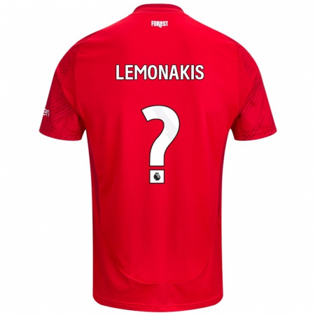 Kandiny Kinder Georgios Lemonakis #0 Rot Weiß Heimtrikot Trikot 2024/25 T-Shirt