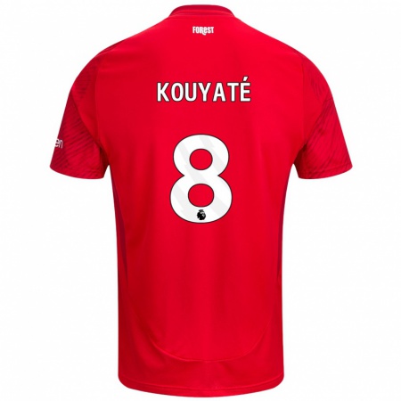 Kandiny Kinder Cheikhou Kouyaté #8 Rot Weiß Heimtrikot Trikot 2024/25 T-Shirt