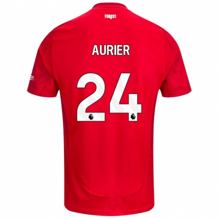 Kandiny Kinder Serge Aurier #24 Rot Weiß Heimtrikot Trikot 2024/25 T-Shirt