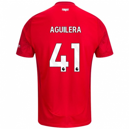 Kandiny Kinder Brandon Aguilera #41 Rot Weiß Heimtrikot Trikot 2024/25 T-Shirt