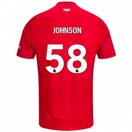 Kandiny Kinder Pharrell Johnson #58 Rot Weiß Heimtrikot Trikot 2024/25 T-Shirt