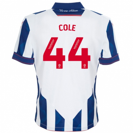 Kandiny Kinder Devante Cole #44 Weiß Dunkelblau Heimtrikot Trikot 2024/25 T-Shirt