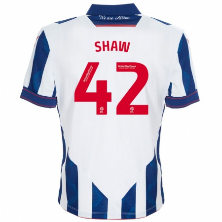 Kandiny Kinder Josh Shaw #42 Weiß Dunkelblau Heimtrikot Trikot 2024/25 T-Shirt