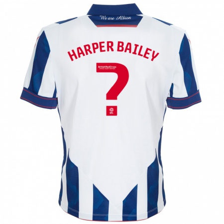 Kandiny Kinder Aaron Harper-Bailey #0 Weiß Dunkelblau Heimtrikot Trikot 2024/25 T-Shirt