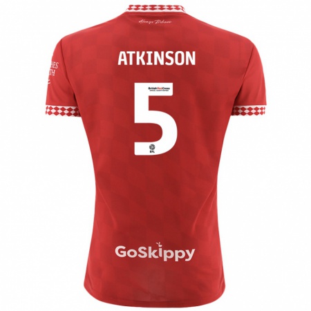 Kandiny Kinder Rob Atkinson #5 Rot Heimtrikot Trikot 2024/25 T-Shirt