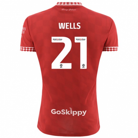 Kandiny Kinder Nahki Wells #21 Rot Heimtrikot Trikot 2024/25 T-Shirt