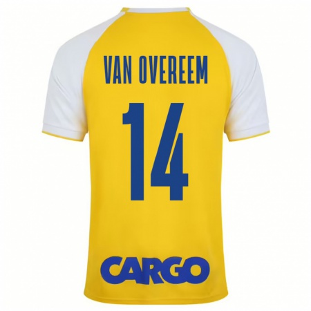 Kandiny Kinder Joris Van Overeem #14 Gelb Weiß Heimtrikot Trikot 2024/25 T-Shirt