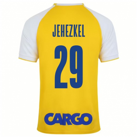 Kandiny Kinder Sagiv Jehezkel #29 Gelb Weiß Heimtrikot Trikot 2024/25 T-Shirt