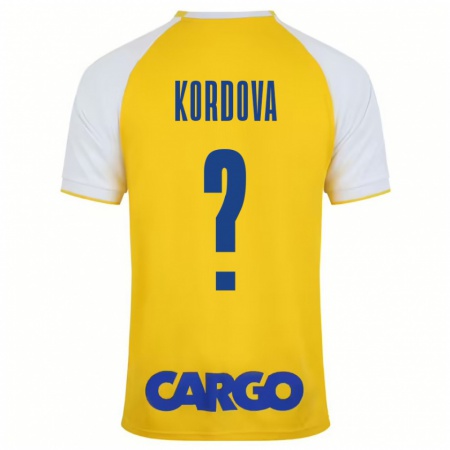 Kandiny Kinder Adir Kordova #0 Gelb Weiß Heimtrikot Trikot 2024/25 T-Shirt