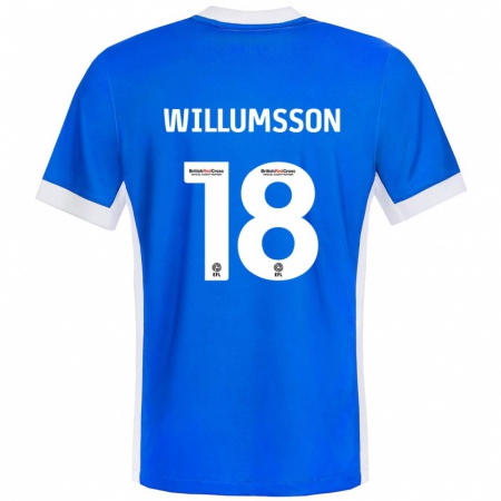 Kandiny Kinder Willum Thór Willumsson #18 Blau Weiß Heimtrikot Trikot 2024/25 T-Shirt